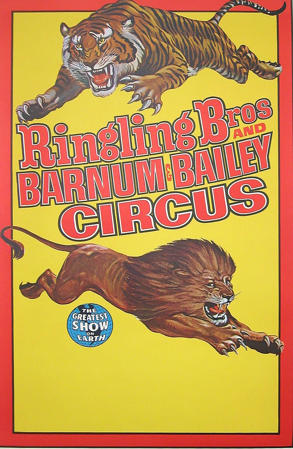 Ringling Brothers Barnum and Bailey Circus Original Vintage Poster Lion and Tiger