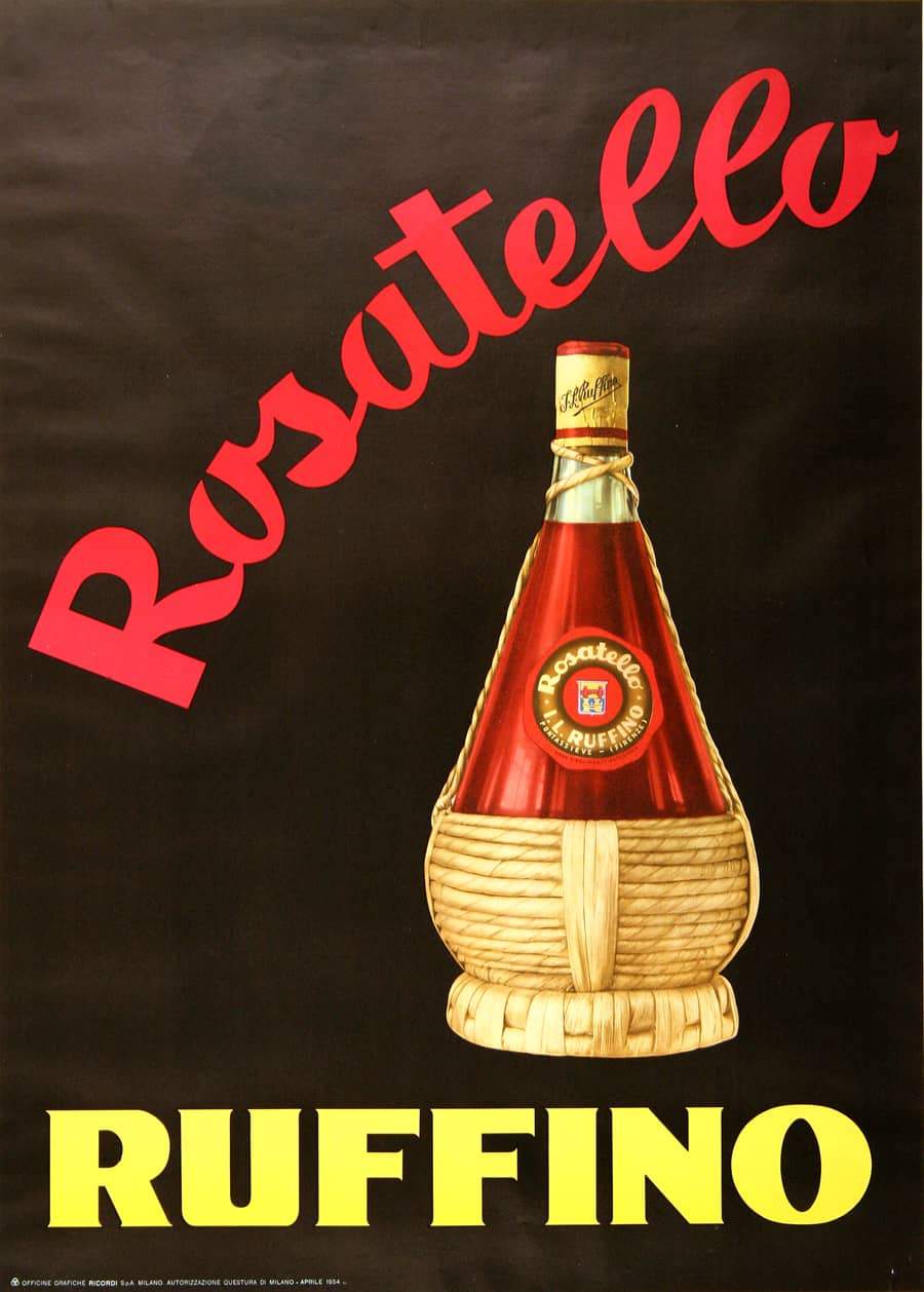 Original Italian Poster 1954 Rosatello Ruffino