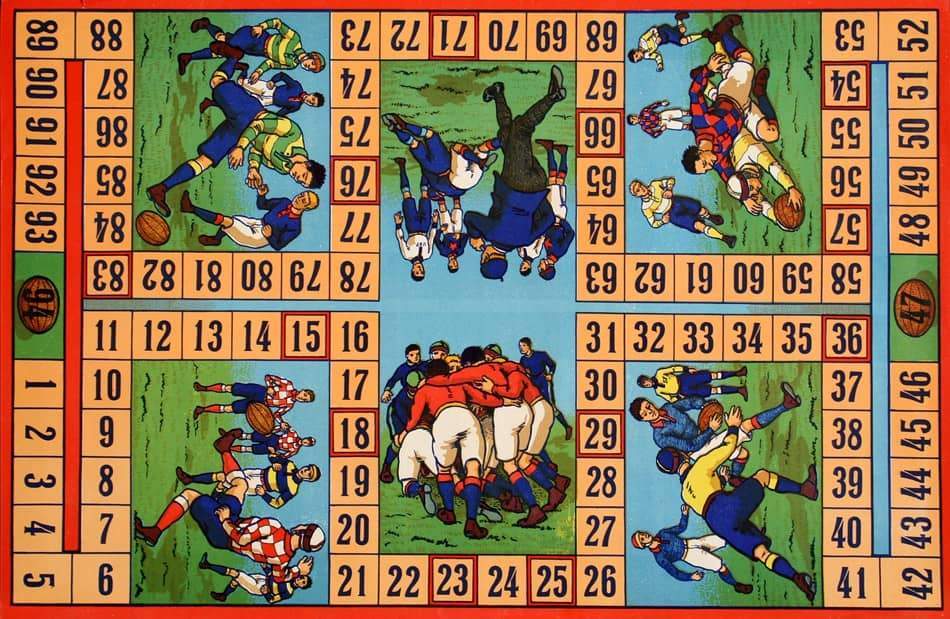 Original Vintage Rugby Board Game c1925 Great Graphics
