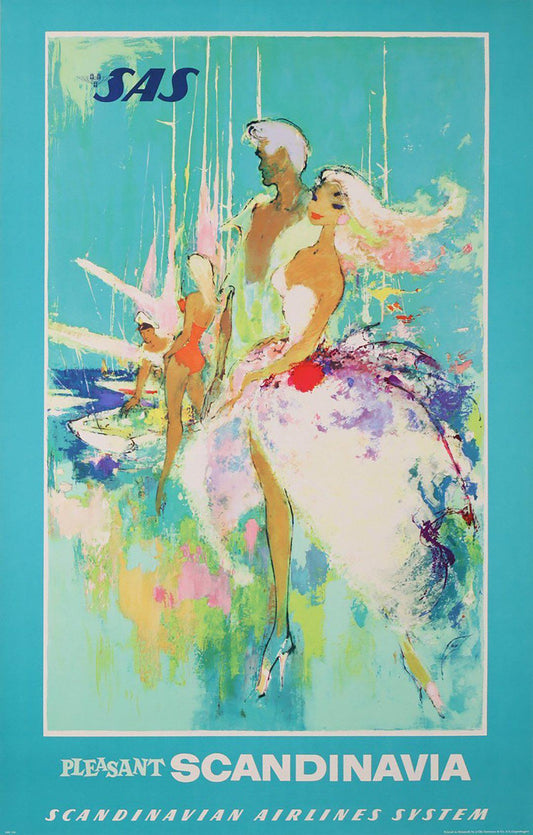 Original SAS - Pleasant Scandinavia Vintage Poster by Otto Nielsen 1955