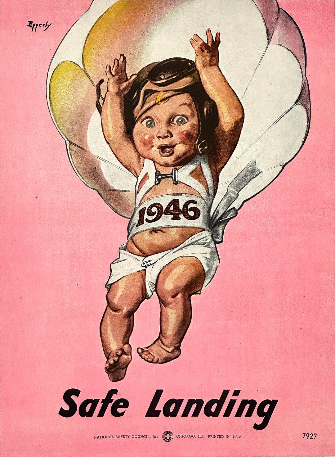 Original Vintage Safe Landing National Safety Council Poster by Epperly