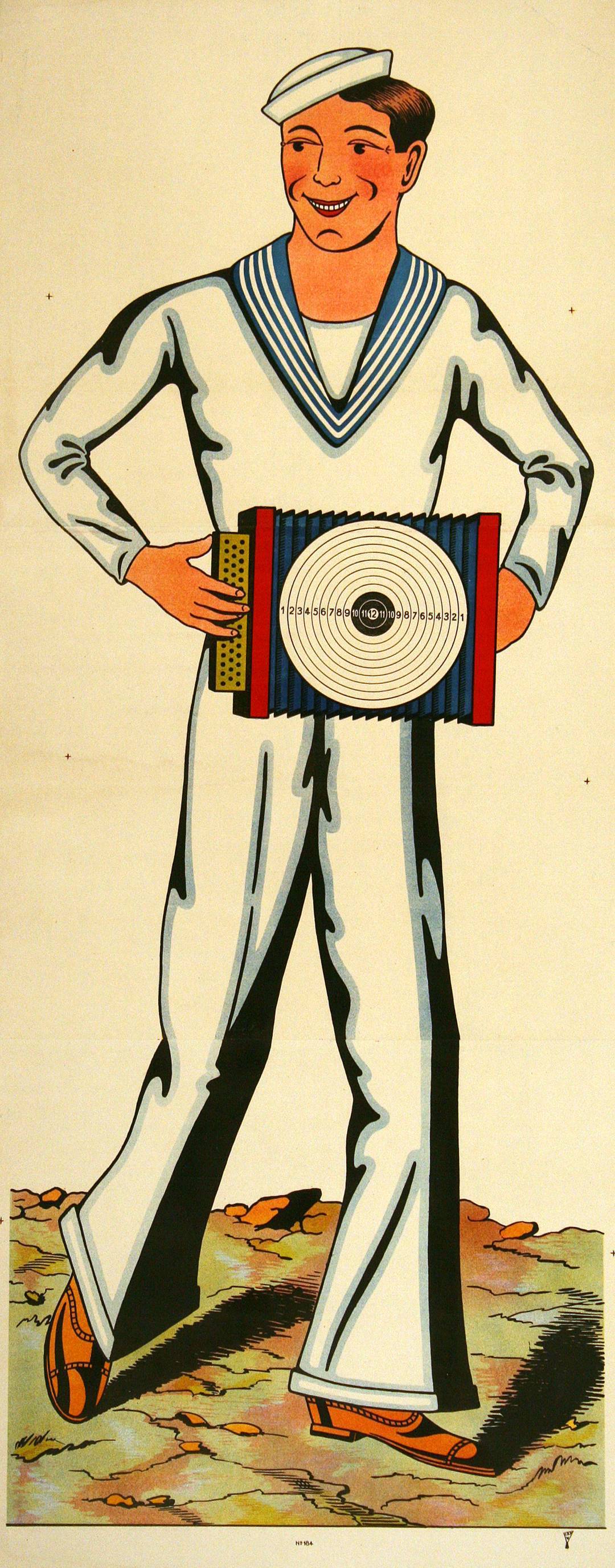 Original C1880 Sailor with Accordion Poster - Wissembourg Collection