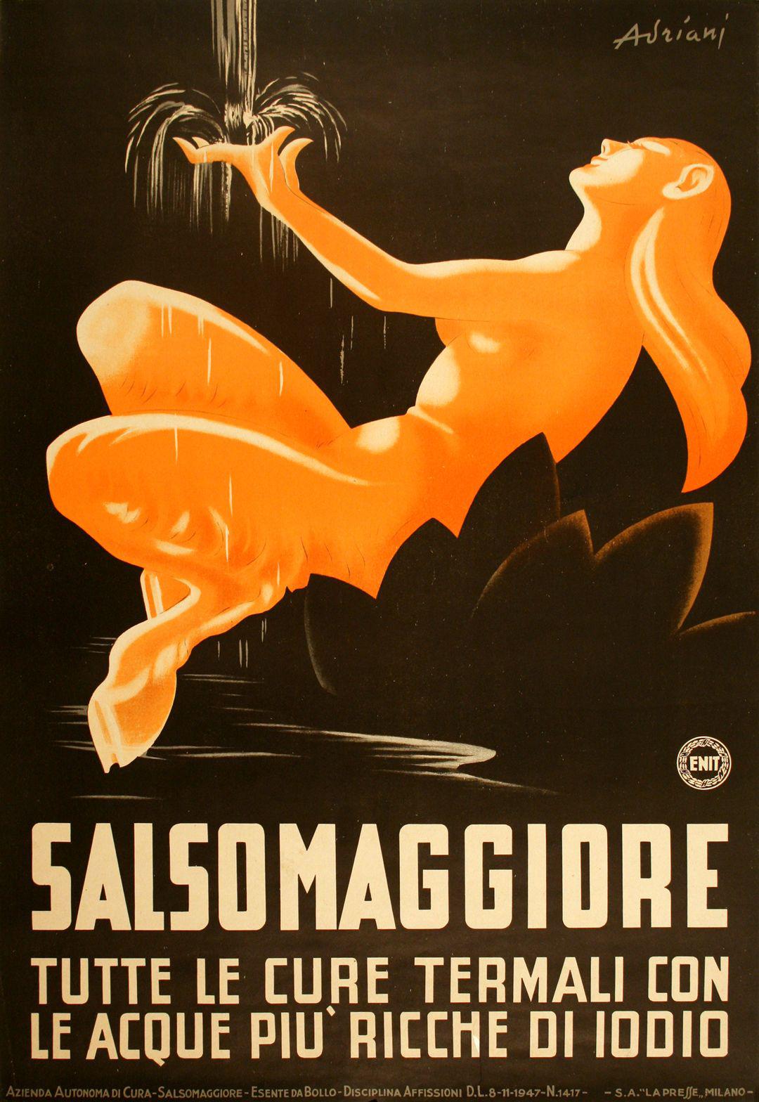 Salsomaggiore Original Vintage Italian Travel Poster 1947 by Adriana