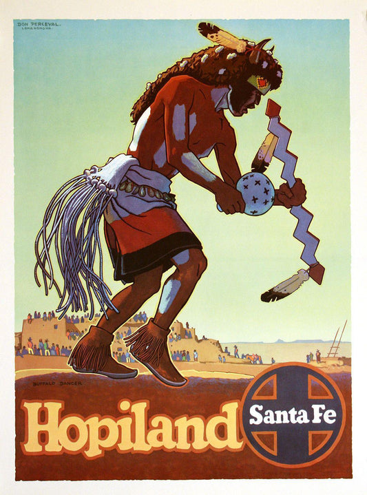 Original Vintage Santa Fe Railroad Poster c1950 - Hopiland by Don Perceval