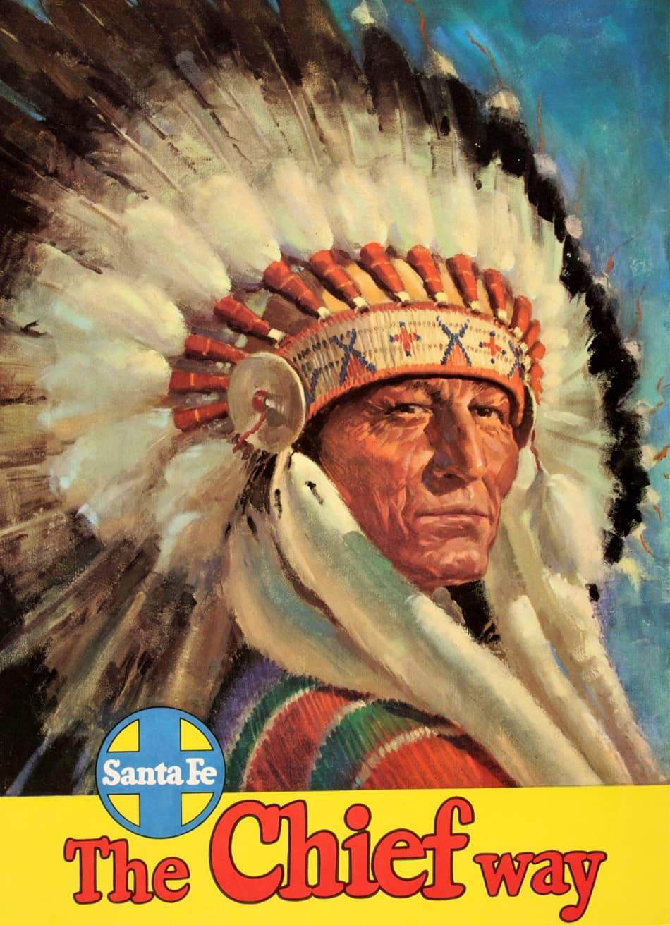 Original Santa Fe Railroad Poster - The Chief Way c1946