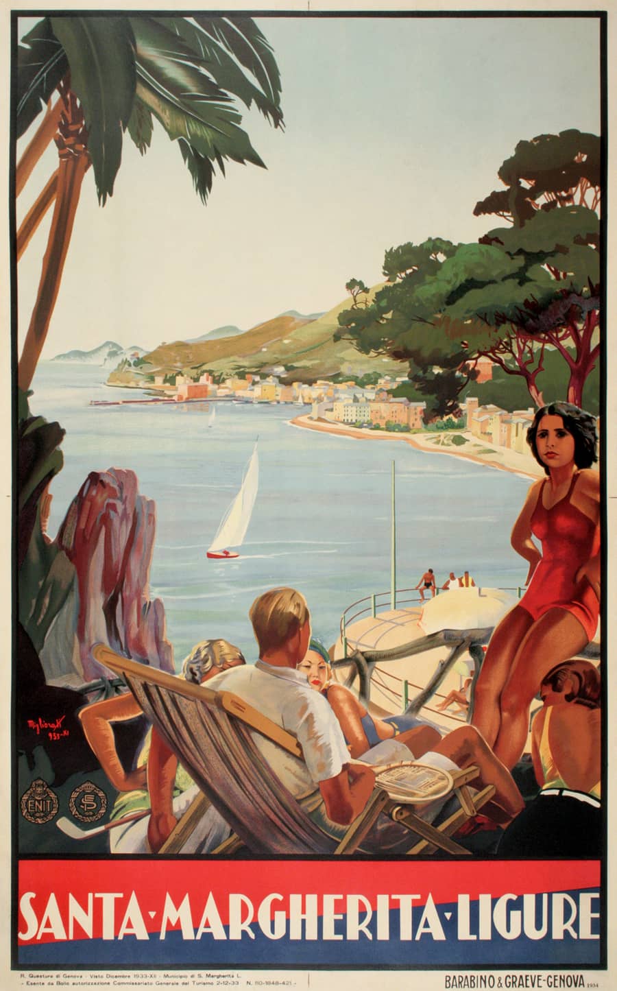 Original Santa Margherita Ligure Poster by Viero Migliorati 1933