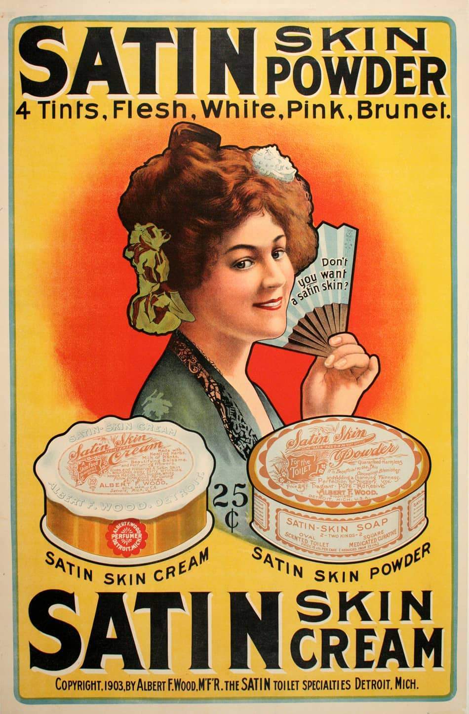 Original American Beauty Poster - Satin Skin Powder c1903
