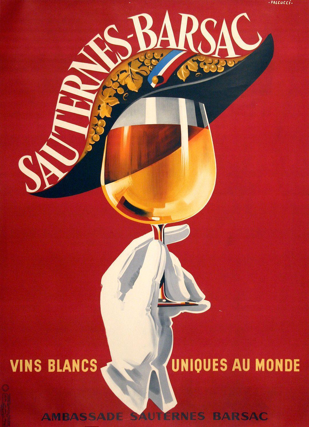 Original Vintage Wine Poster Sauternes Barsac by Robert Falcucci