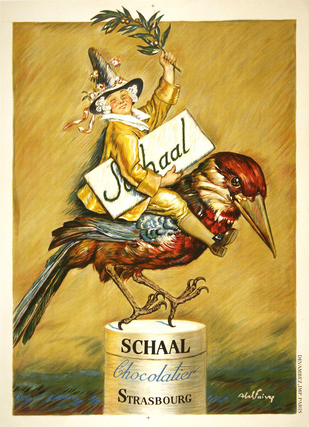 Original Vintage Schaal Chocolate Poster by Abel Faivre 1935 French Food