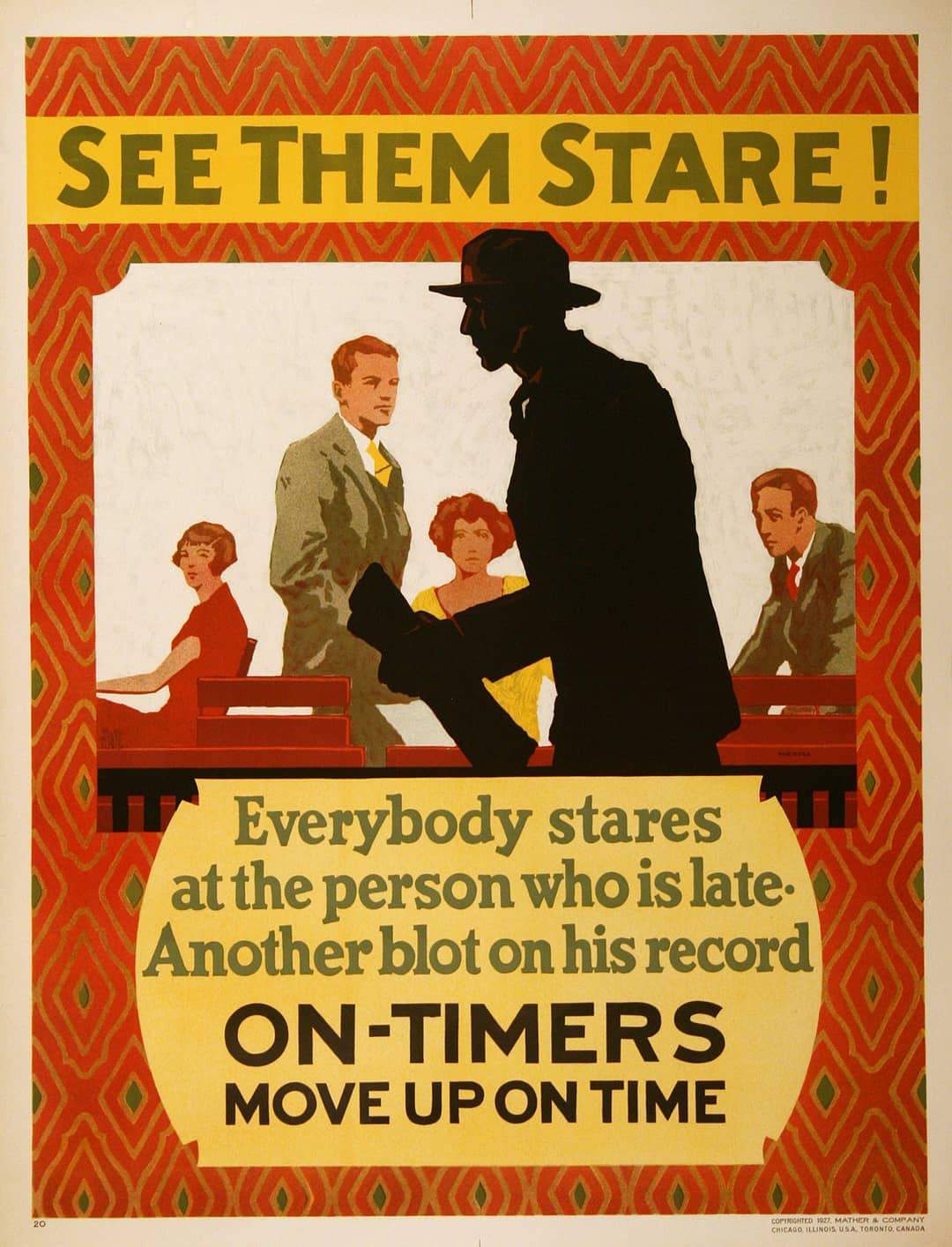 Original Mather Work Incentive Poster 1927 by Willard Frederick Elmes - See Them Stare