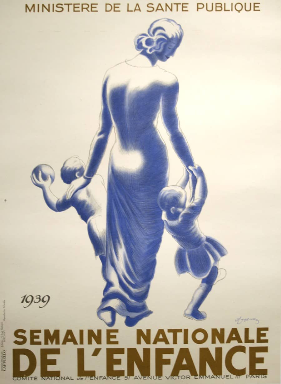 Original Cappiello Poster - Semaine Nationale de L'Enfance Small - Mother and Children