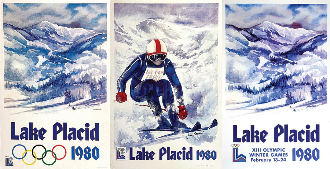 Set of Three 1980 Original Vintage Lake Placid Olympics Posters by John Gallucci c1979