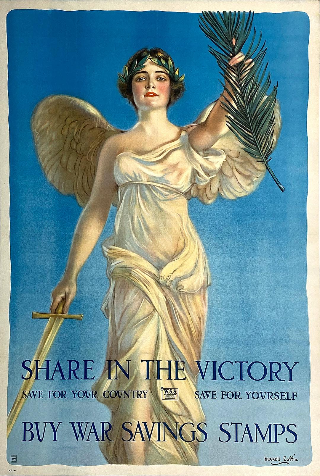 Original Vintage WWI Poster Share in the Victory by Coffin c1917