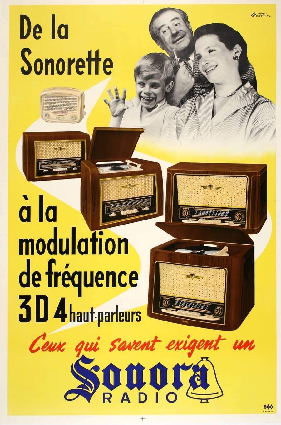Sonora Radio French Original Poster circa 1955 by Arestein.