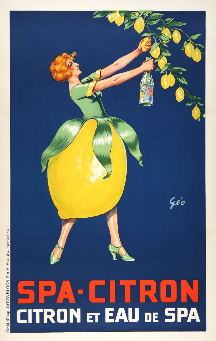 Original Spa Citron Poster by Geo for Lemon Drink c1930
