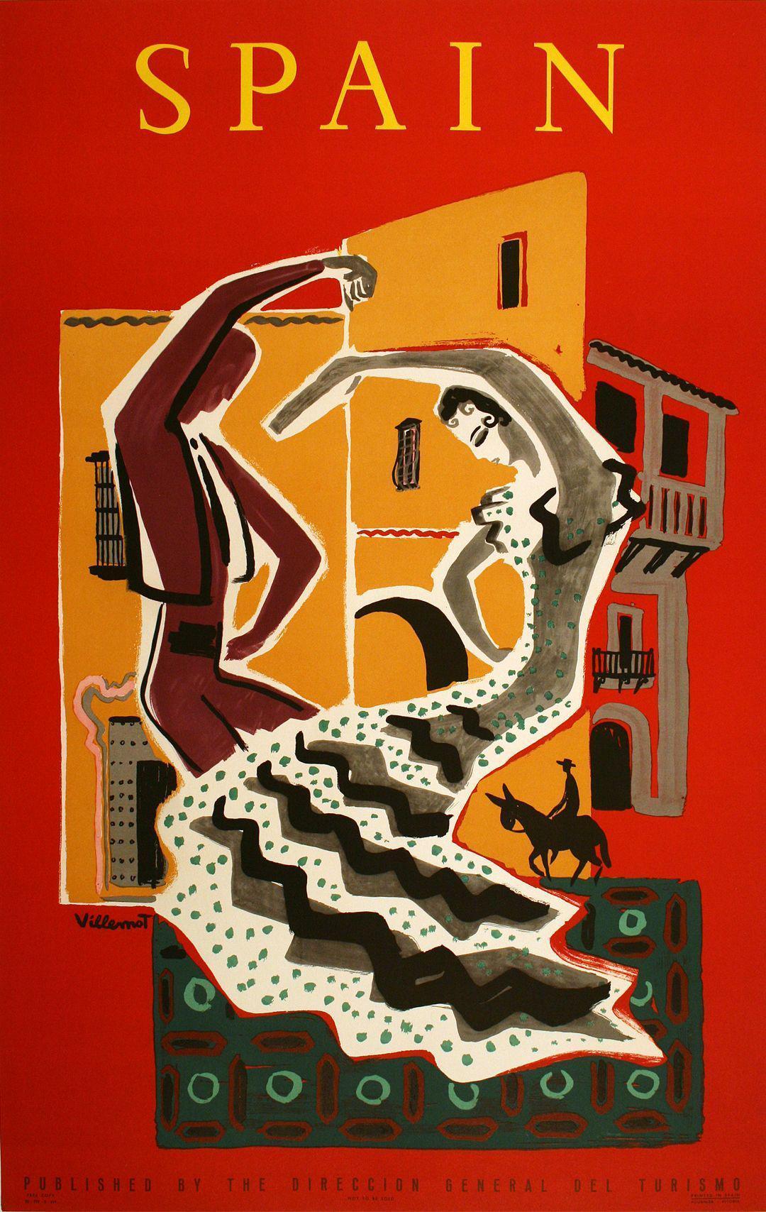 Original Spain Dancers Poster by Bernard Villemot c1955