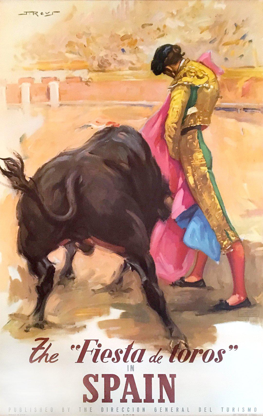 Original Vintage Bullfighting Poster - Spain The Fiesta de Toros c1950 by J.Reus