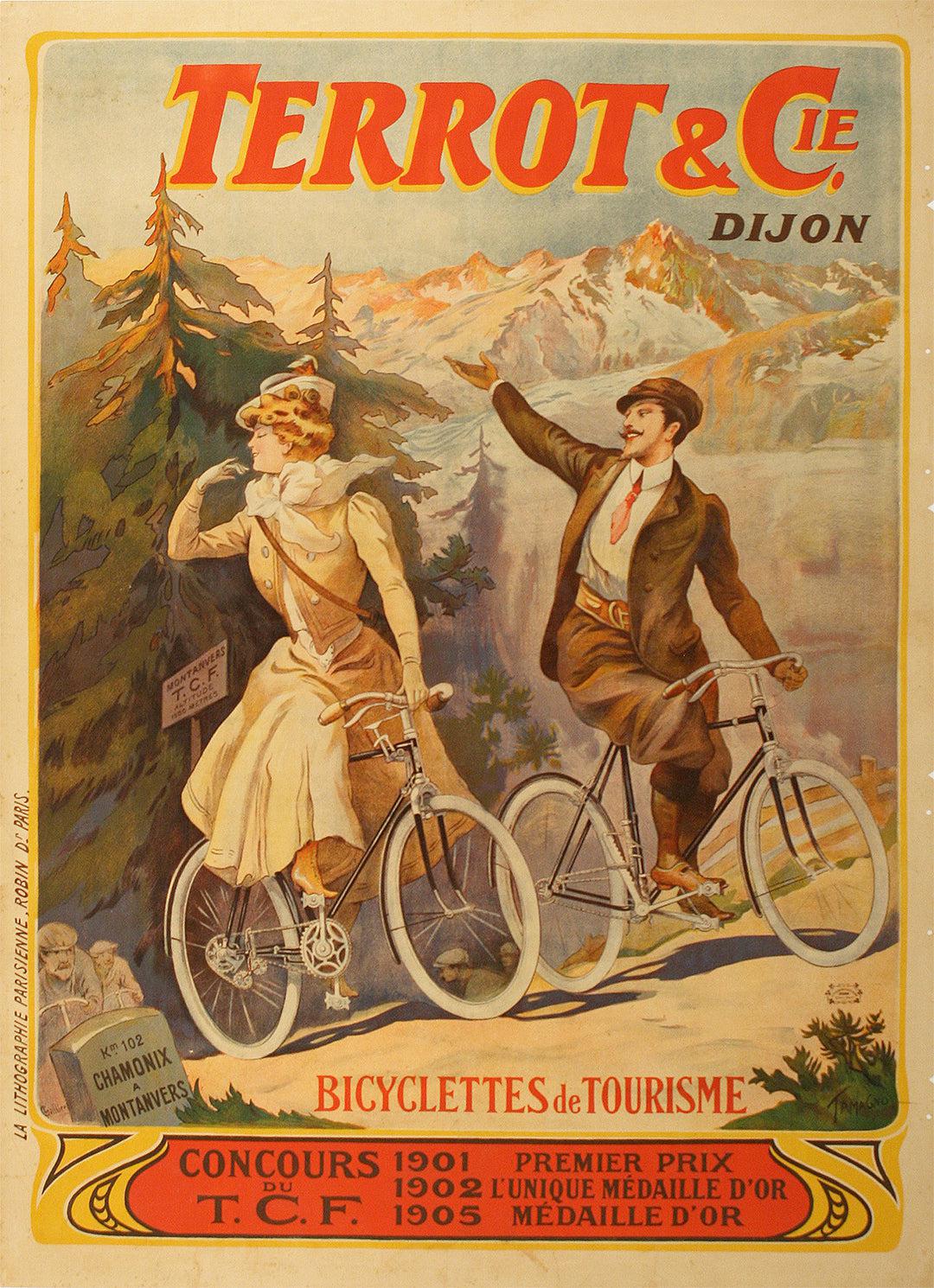 Original Vintage Cycling Poster Terrot et Cie Dijon by Tamagno 1905 Bicycles