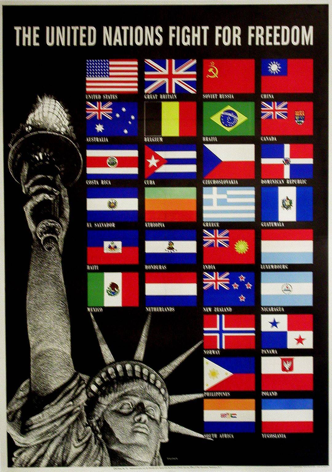 Original American WWll Poster - The United Nations Fight for Freedom by Broder 1942