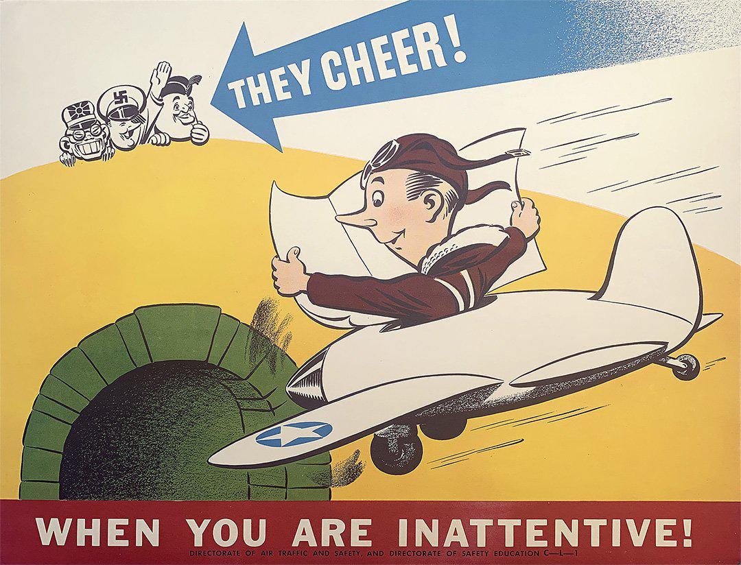 Original Vintage WWII Air Force Poster They Cheer - When You're Inattentive c1943