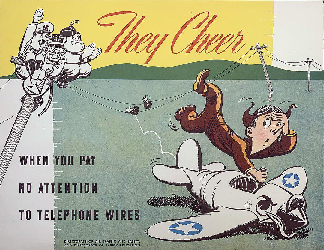 Original Vintage WWII Air Force Poster They Cheer - Telephone Wires c1943