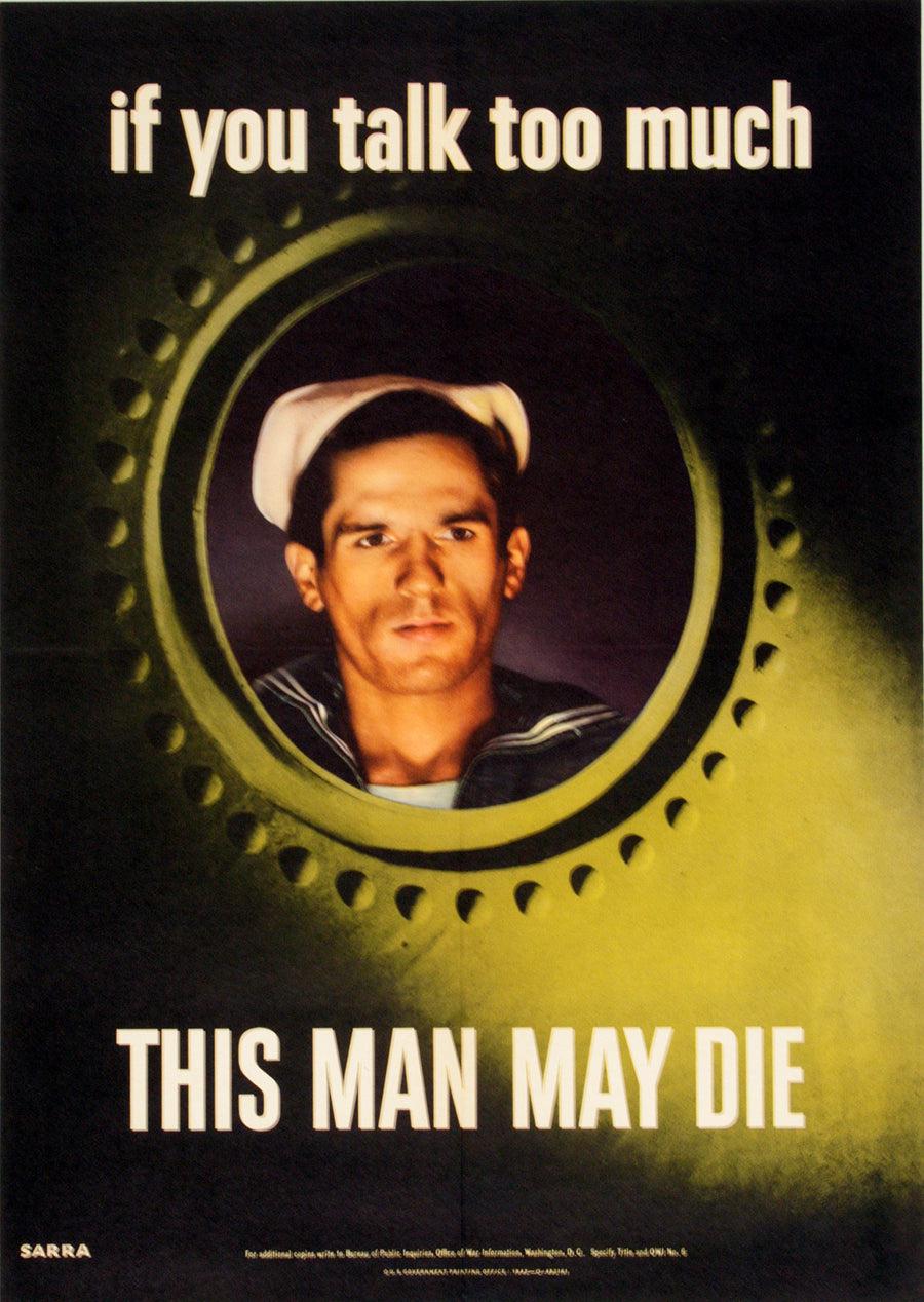 This Man May Die - Original Vintage 1942 World War ll Poster by Sarra - Medium Format