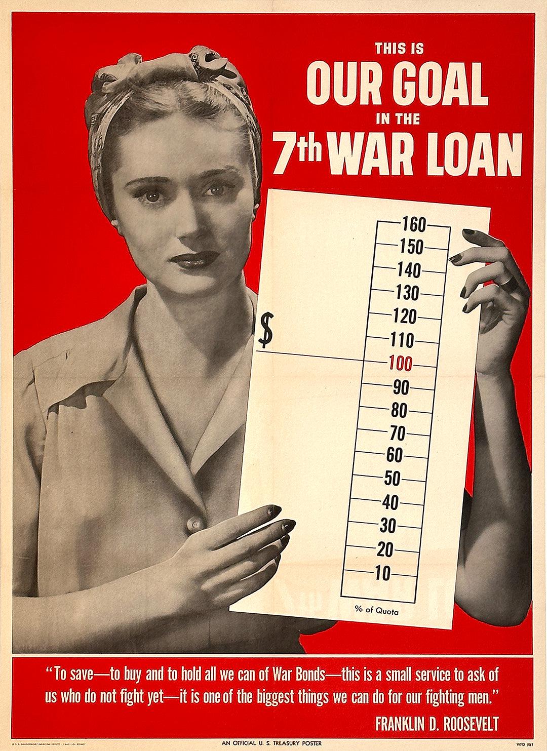 Original Vintage WWII Poster Our Goal in the 7th War Loan