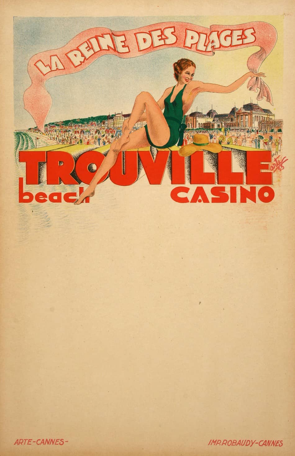 Trouville La Reine des Plages Poster 1933 by Arte
