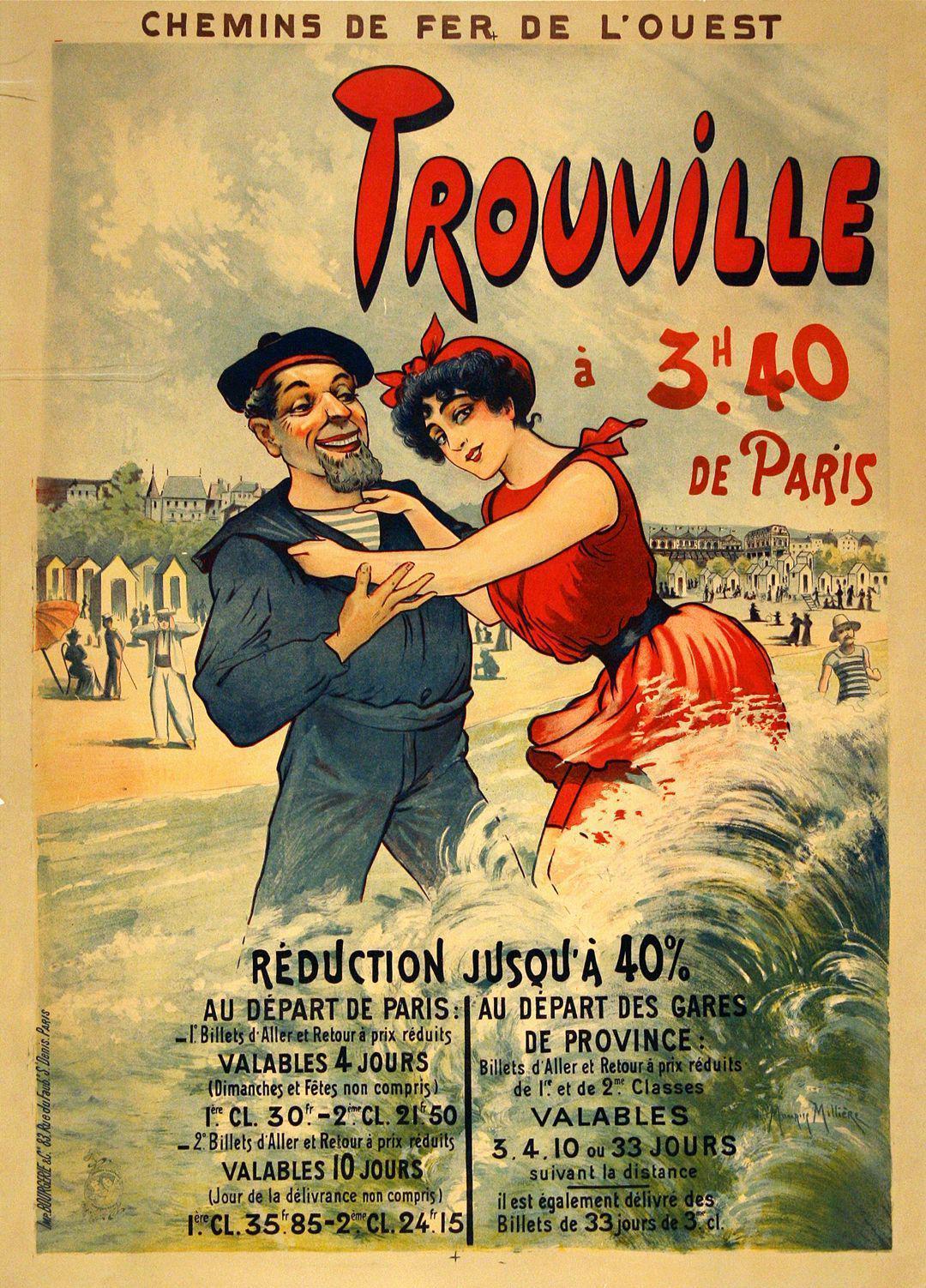 TROUVILLE VINTAGE FRENCH TRAVEL POSTER BY MILLIERE