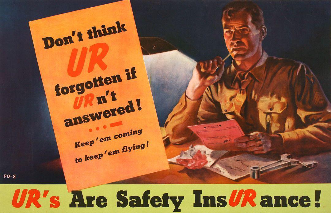 Original World War ll Poster UR's are Safety Insurance