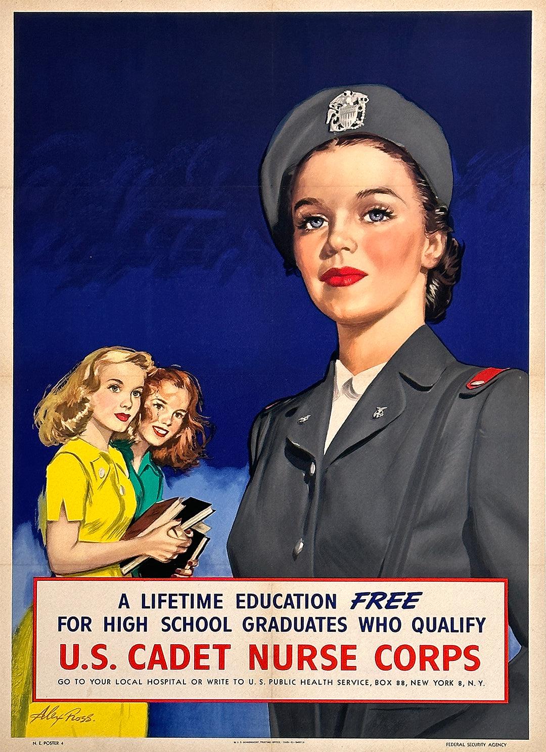 Original Vintage WWII U.S. Cadet Nurse Corps Poster by Alex Ross 1945