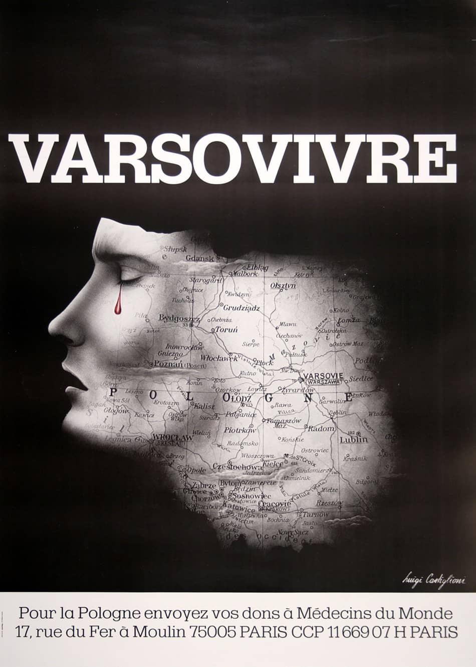 Original Vintage Polish Relief Poster Varsovivre by Castiglioni 1990