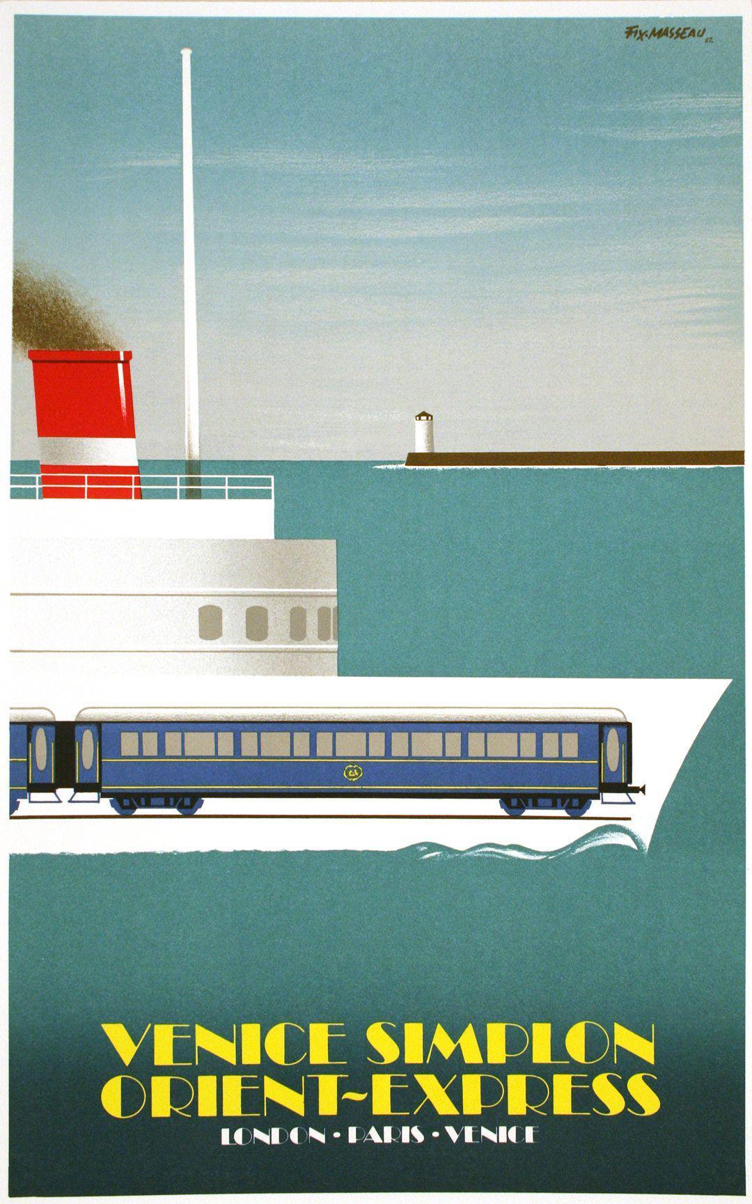 Original Vintage Poster for the Venice Simplon Orient Express 1982 - The Crossing of the Channel