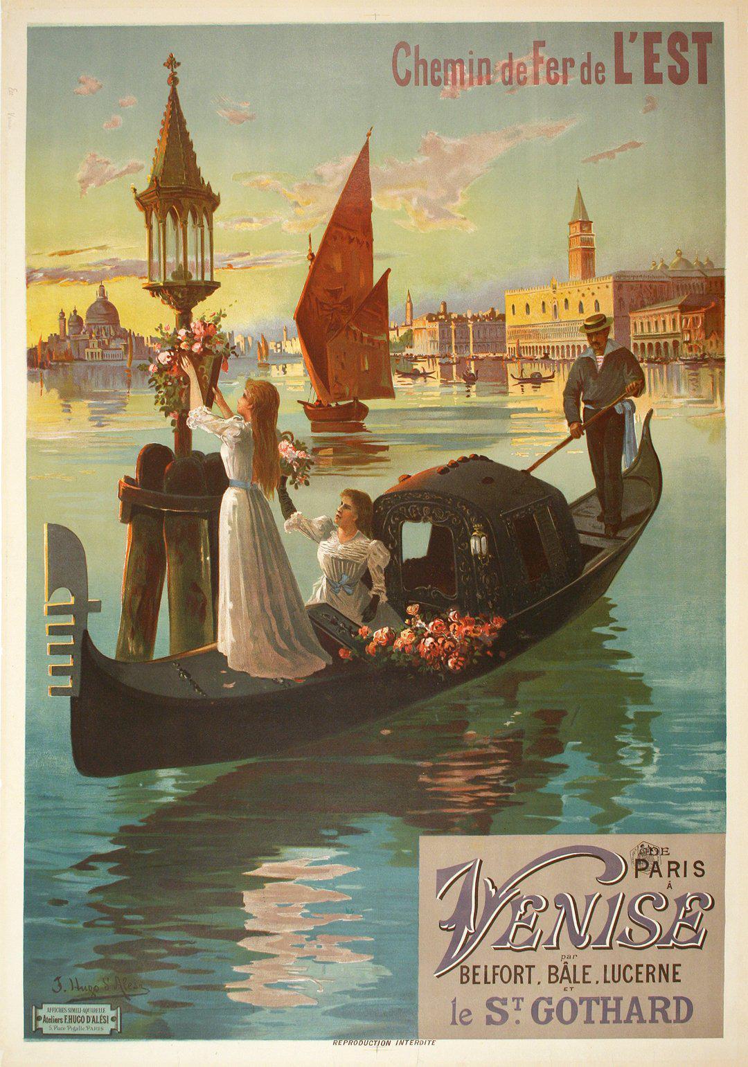Original Vintage Travel Poster Venise by Hugo d'Alesi 1899 Venice Italy