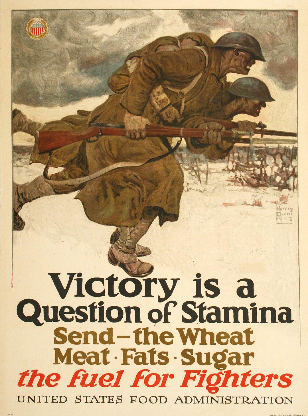 Original American WWI Poster Victory is a Question of Stamina by Harvey Dunn 1917
