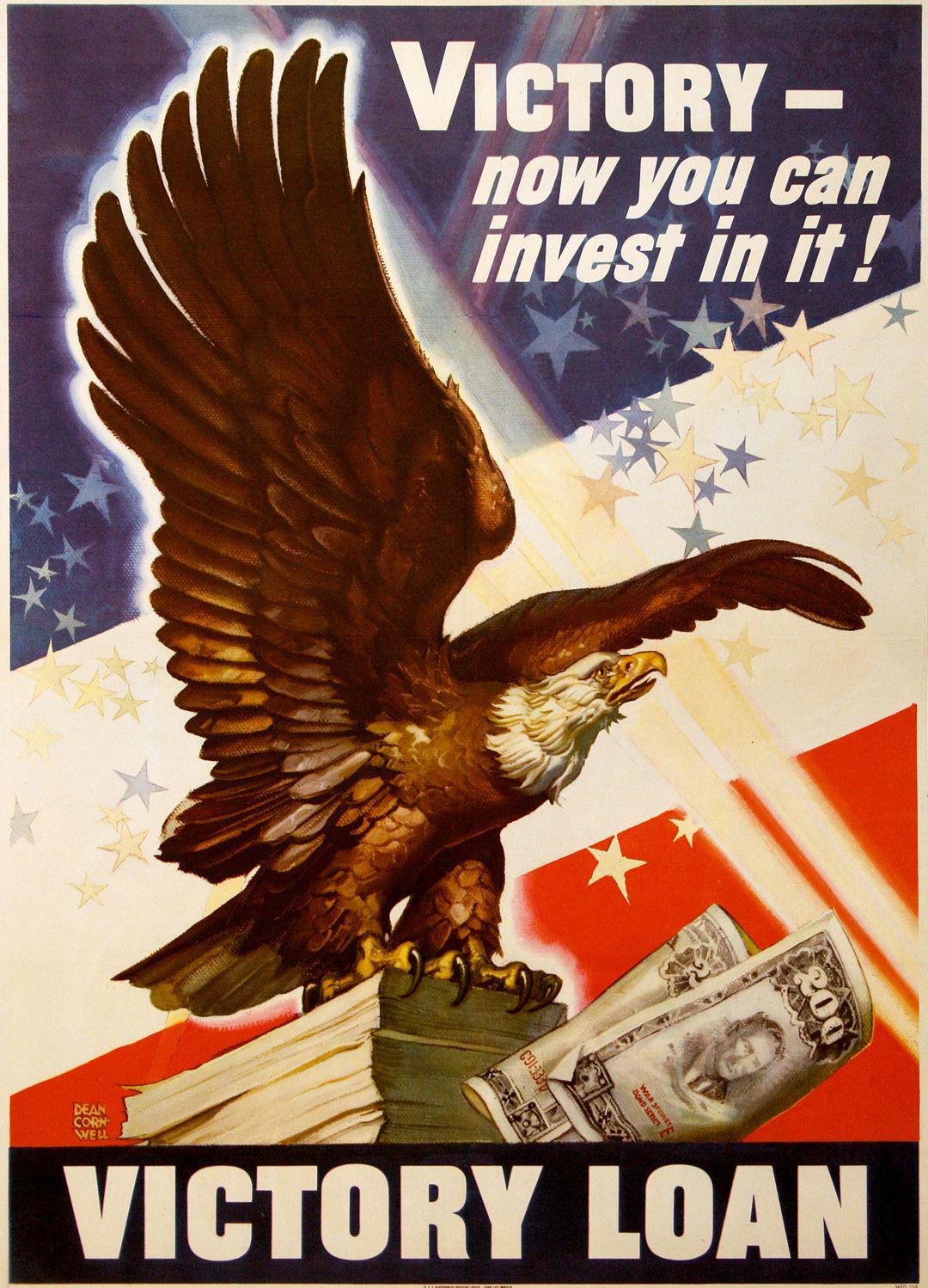 Original American WWII Poster 1945 by Dean Cornwell - Victory Now You Can Invest In It