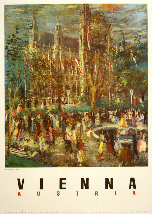 Original Vintage Vienna Austria Travel Poster c1950 by Chotse