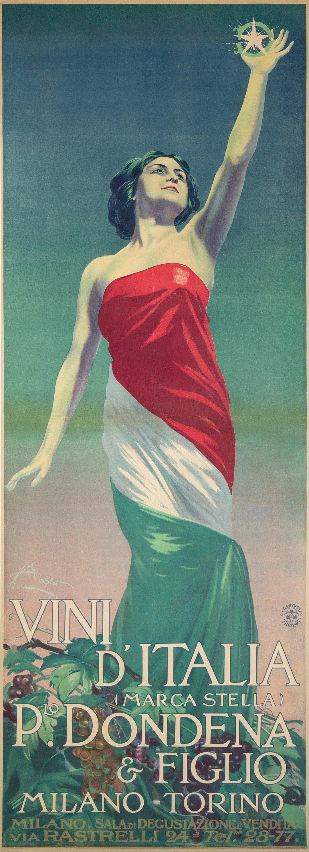 Vini D'Italia Rare Original Italian Poster by Aldo Mazza c1920