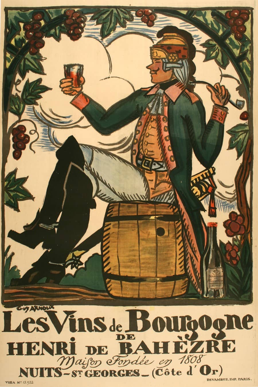 Original Vins de Bourgogne French Poster by Guy Arnoux
