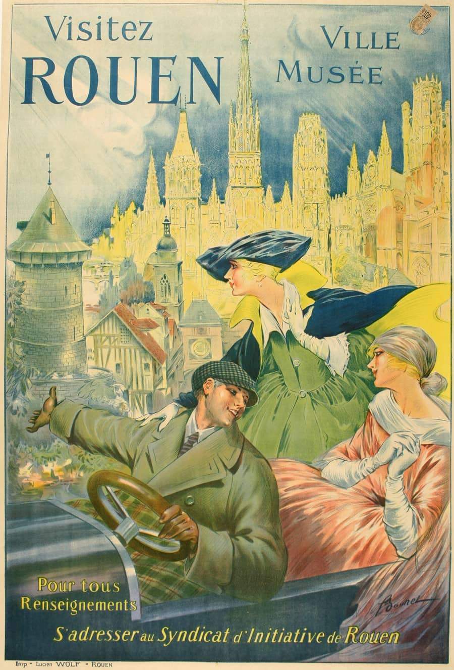 French Original Travel Poster Visitez Rouen Ville Musée by Bonnel c1915