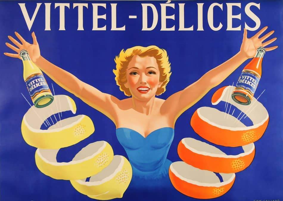 Original Vittel Delices Poster c1955 by Gaillard