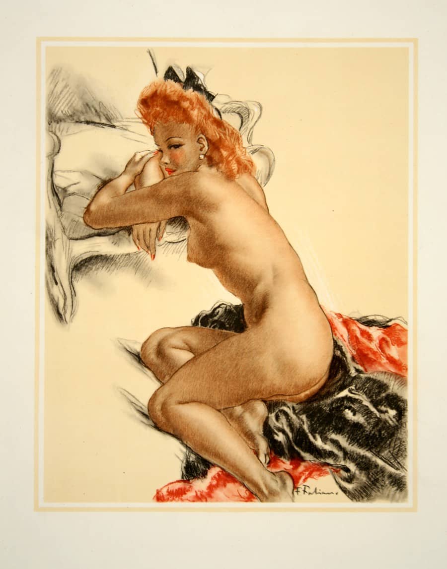 Original Vintage Woman in Nude Poster by Fabien Fabiano C1950