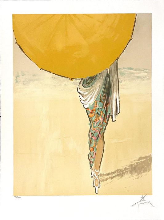Original Vintage Woman with Parasol Signed and Numbered Print by Rene Gruau c1990
