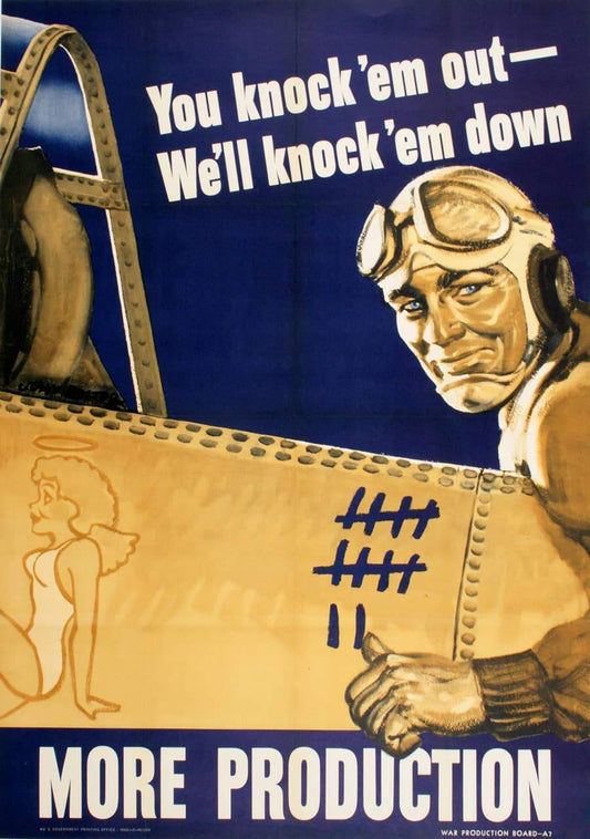 Original 1942 Poster by John Falter - You Knock Em out - We'll Knock Them Down